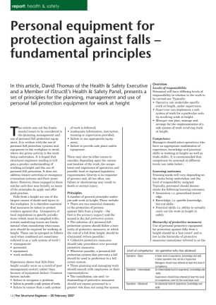 Report: Personal equipment for protection against falls - fundamental principles