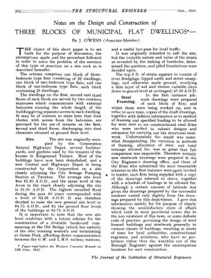 Notes on the Design and Construction of Three Blocks of Municipal Flat Dwellings