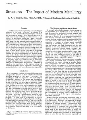 Structures -The Impact of Modern Metallurgy