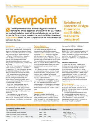 Viewpoint: Reinforced concrete design: Eurocodes and British Standards compared