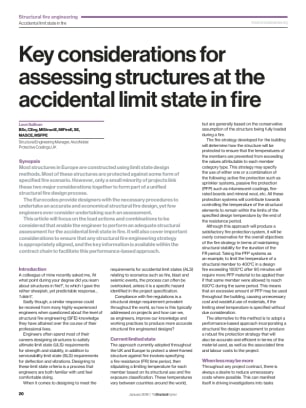 Key considerations for assessing structures at the accidental limit state in fire