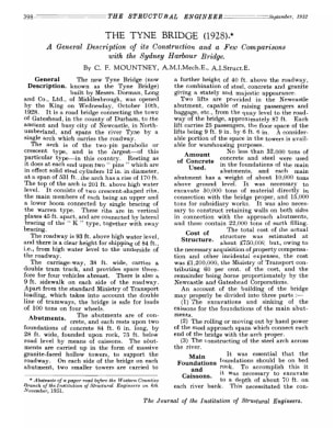 The Tyne Bridge (1928): A General Description of its Construction and a few Comparisons with the Sydney Harbour Bridge