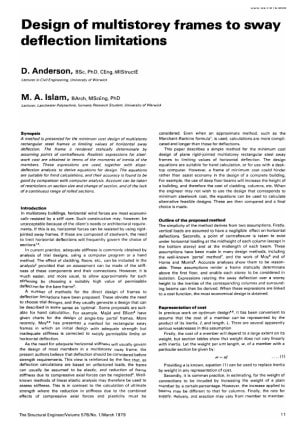 Design of Multistorey Frames to Sway Deflection Limitations