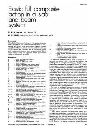 Elastic Full Composite Action in a Slab and Beam System