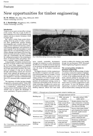 New Opportunities for Timber Engineering