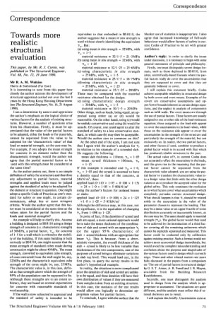 Correspondence on Towards More Realistic Structural Evaluation by Mr. R.J. Currie