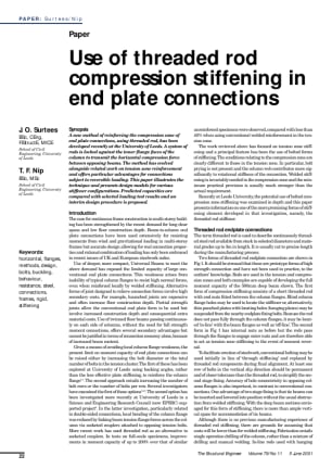 Use of threaded rod compression stiffening in end plate connections