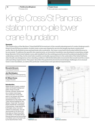 King's Cross/St Pancras station mono-pile tower crane foundation