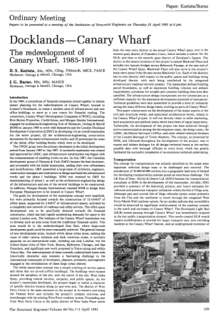 Docklands - Canary Wharf. The Redevelopment of Canary Wharf, 1985-1991