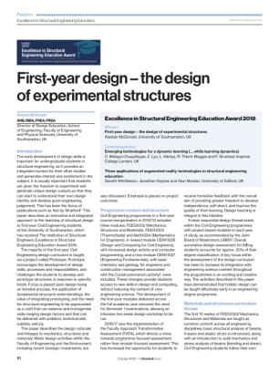 First-year design – the design of experimental structures