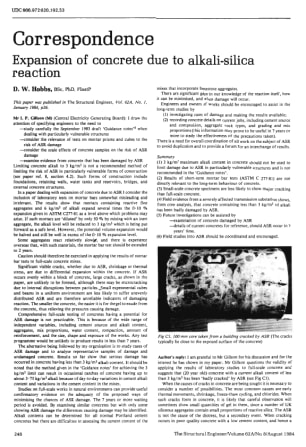 Correspondence on Expansion of Concrete due to Alkali-Silica Reaction by D.W. Hobbs