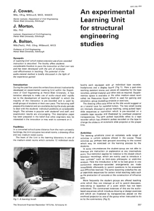 An Experimental Learning Unit for Structural Engineering Studies