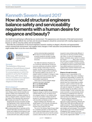 Kenneth Severn Award 2017: How should structural engineers balance safety and serviceability requirements with a human desire for elegance and beauty?