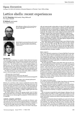 Open Discussion. Lattice Shells: Recent Experiences