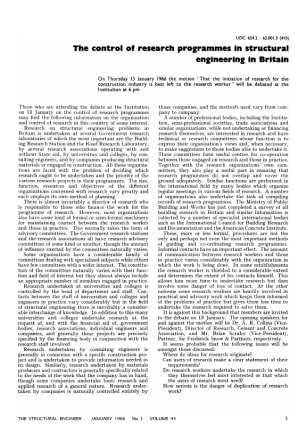 The Control of Research Programmes in Structural Engineering in Britain