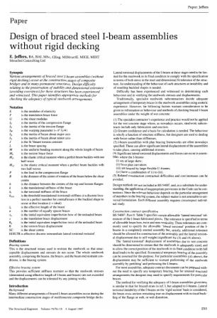 Design of Braced Steel I-Beam Assemblies Without Rigid Decking