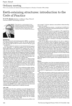 Earth-Retaining Structures: Introduction to the Code of Practice