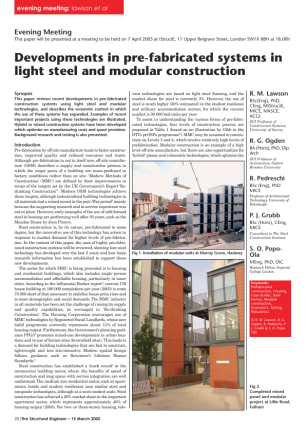 Developments in pre-fabricated systems in light steel and modular construction