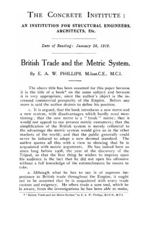British trade and the Metric system