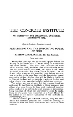 Pile-driving and the supporting power of piles