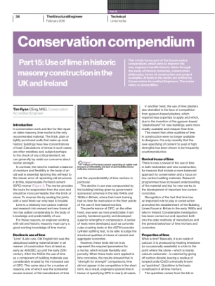 Conservation compendium. Part 15: Use of lime in historic masonry construction in the UK and Ireland