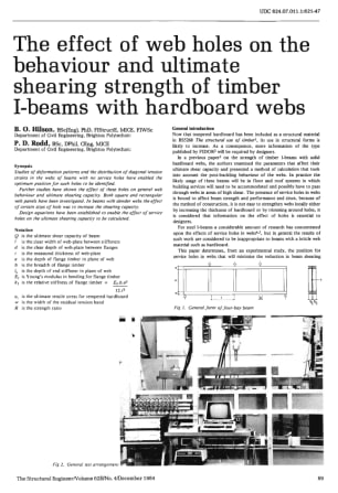 The Effect of Web Holes on the Behaviour and Ultimate Shearing Strrength of Timber I-Beams with Hard