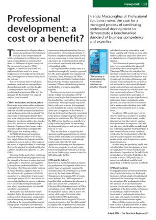 Professional development: a cost or a benefit?