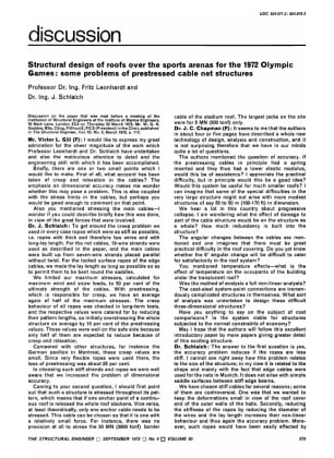 Discussion Structural Design of Roofs over the Sports Arenas for the 1972 Olympic Games: Some Proble