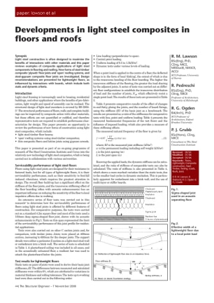 Developments in light steel composites in floors and roofs