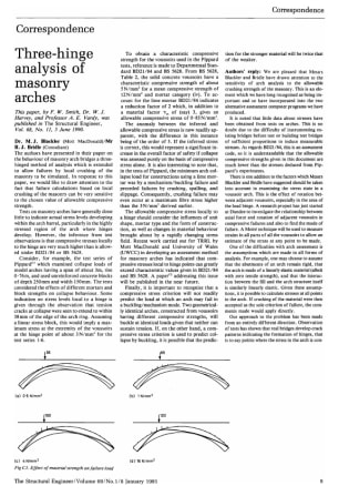 Correspondence on Three-Hinge Analysis of Masonry Arches by F.W. Smith, Dr. W.J. Harvey and Professo