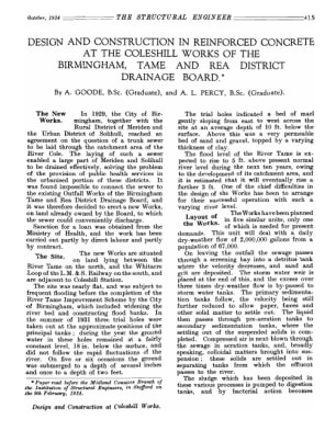 Design and Construction in Reinforced Concrete at the Coleshill Works of the Birmingham, Tame and Re