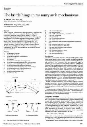 The Brittle Hinge in Masonry Arch Mechanisms