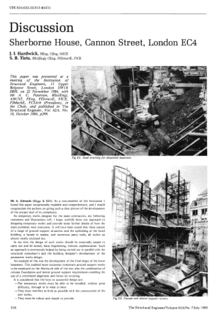 Discussion on Sherborne House, Cannon Street, London EC4 by J.I. Hardwick and S.B. Tietz