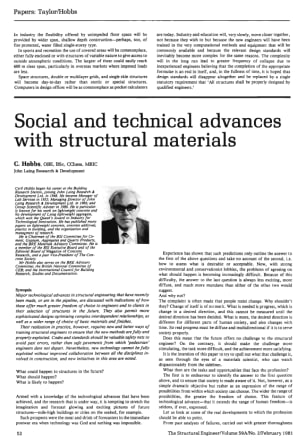 Social and Technical Advances with Structural Materials