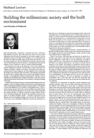 Maitland Lecture. Building the Millennium: Society and the Built Environment