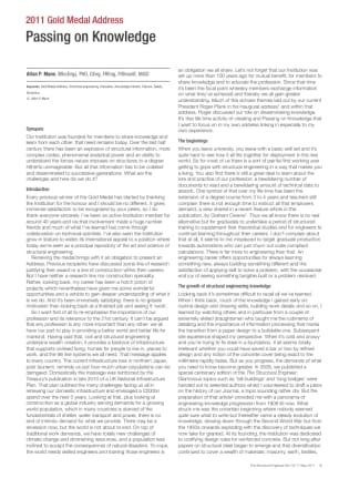 2011 Gold Medal Address – Passing on Knowledge