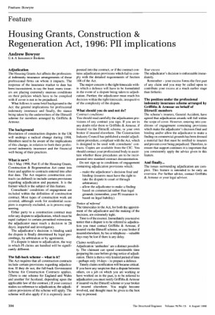 Housing Grants, Construction and Regeneration Act, 1996: PII Implications