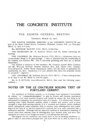 Notes on the Le Chatelier boiling test of portland cement