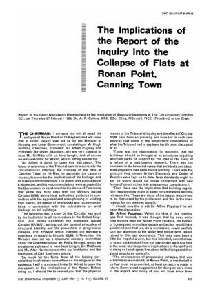 The Implications of the Report of the Inquiry into the Collapse of Flats at Ronan Point , Canning To