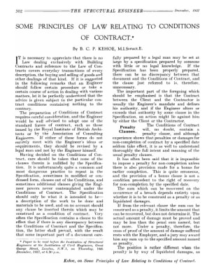 Some Principles of Law Relating to Conditions of Contract
