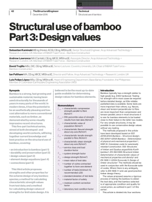Structural use of bamboo. Part 3: Design values