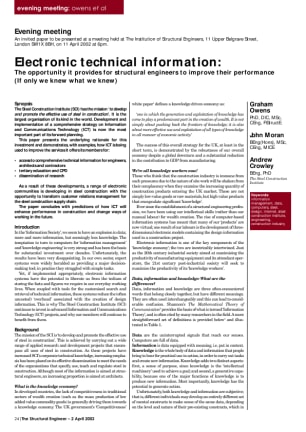 Electronic technical information: The opportunity it provides for structural engineers to improve th