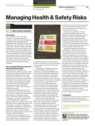 Managing Health & Safety Risks (No. 43): Client safety standards