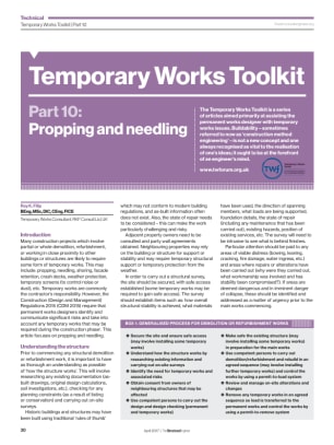 Temporary Works Toolkit. Part 10: Propping and needling
