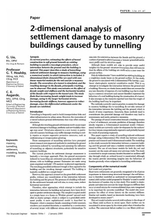 2-dimensional analysis of settlement damage to masonry buildings caused by tunnelling