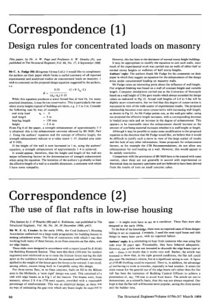 Correspondence (1) on Design Rules for Concentrated Loads on Masonry by Dr. A.W. Page and Professor 