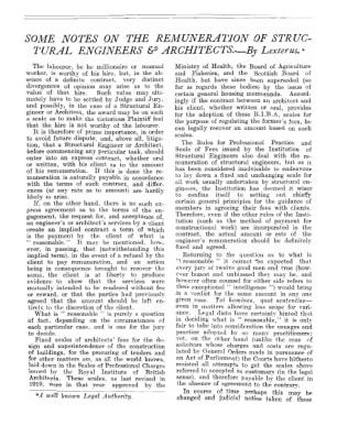 Some Notes on the Remuneration of Structural Engineers & Architects
