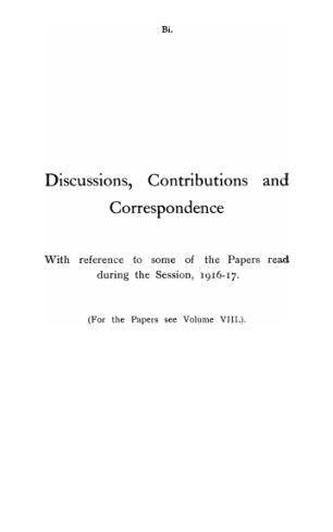 Discussion, Contributions and Correspondence