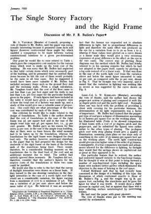 The Single Storey Factory and the Rigid Frame. Discussion of Mr. F.R. Bullen's Paper