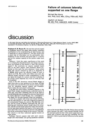 Discussion on Failures of Columns Laterally Supported on One Flange by Michael Rex Horne and Jagdish